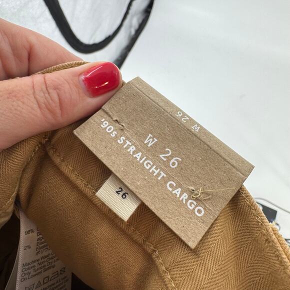 Madewell 90s Straight Cargo Pants Mustard Yellow Cotton NWT Women’s Size 26 - Picture 5 of 8